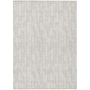 3' X 5' Ivory And Beige Tribal Washable Indoor Outdoor Area Rug