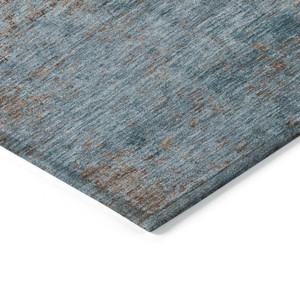3' X 5' Teal Blue And Brown Abstract Washable Indoor Outdoor Area Rug