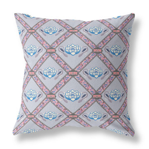 20"x20" Gray Blue Pink Blown Seam Broadcloth Geometric Throw Pillow