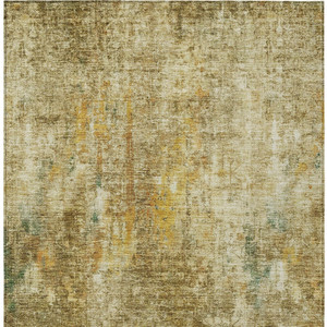 5' X 8' Brown Beige And Gold Abstract Washable Indoor Outdoor Area Rug - Brown, Beige, Gold