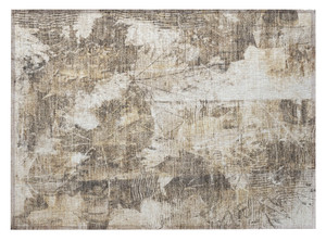 2' X 3' Taupe and Ivory Floral Washable Non Skid Indoor Outdoor Area Rug