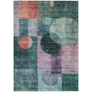 3' X 5' Green Copper And Purple Geometric Washable Indoor Outdoor Area Rug