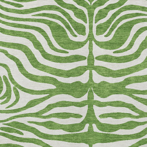 3' X 5' Green And Ivory Animal Print Washable Indoor Outdoor Area Rug