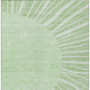 5' X 8' Green And Mint Green Abstract Washable Indoor Outdoor Area Rug