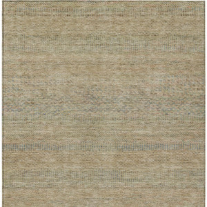 5' X 8' Beige And Taupe Striped Washable Indoor Outdoor Area Rug
