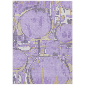 3' X 5' Lavender Lilac And Purple Geometric Washable Indoor Outdoor Area Rug