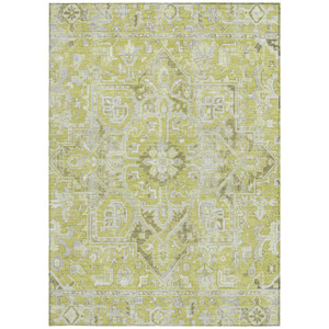 5' X 8' Artichoke Green Oriental Washable Non Skid Indoor Outdoor Area Rug