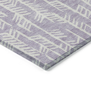 3' X 5' Lavender And Ivory Tribal Washable Indoor Outdoor Area Rug