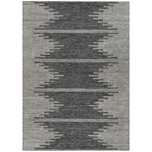 3' X 5' Charcoal And Ivory Abstract Washable Indoor Outdoor Area Rug