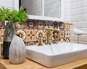 6" x 6" Shades of Brown Mosaic Peel and Stick Removable Tiles - 4512839549620