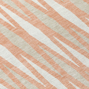 5' X 8' Salmon Gray And Ivory Geometric Washable Indoor Outdoor Area Rug