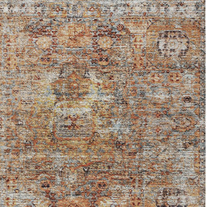 3' X 5' Coral Terra Cotta And Beige Floral Washable Indoor Outdoor Area Rug