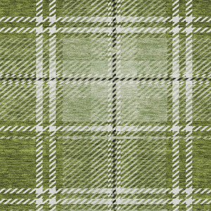 5' X 8' Green Black And Ivory Plaid Washable Indoor Outdoor Area Rug