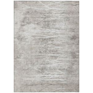 3' X 5' Silver And Gray Floral Washable Indoor Outdoor Area Rug