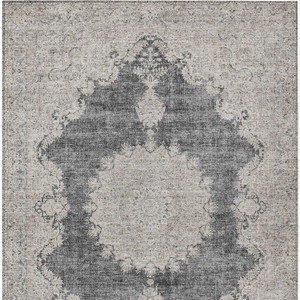 3' X 5' Black And Ivory Oriental Washable Indoor Outdoor Area Rug