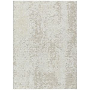 3' X 5' Ivory And Beige Abstract Washable Indoor Outdoor Area Rug - 880016752977