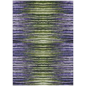 5' X 8' Purple Lilac And Lavender Striped Washable Indoor Outdoor Area Rug