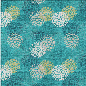 5' X 8' Emerald Gray And Ivory Polka Dot Washable Indoor Outdoor Area Rug