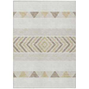 3' X 5' Ivory Beige And Taupe Southwestern Washable Indoor Outdoor Area Rug - 880016804775