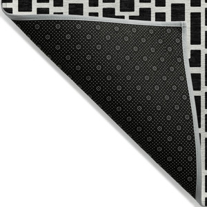 5' X 8' Black And Ivory Geometric Washable Indoor Outdoor Area Rug Transitional Style - Black, Ivory Color