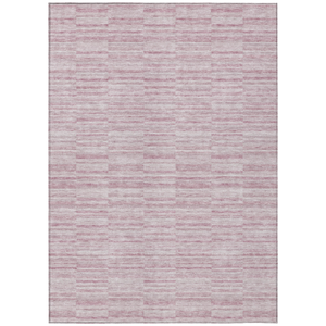 3' X 5' Blush Pink And Beige Striped Washable Indoor Outdoor Area Rug
