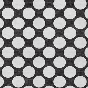 5' X 8' Black And Ivory Polka Dot Washable Indoor Outdoor Area Rug
