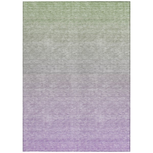 5' X 8' Artichoke Green And Lavender Ombre Washable Indoor Outdoor Area Rug