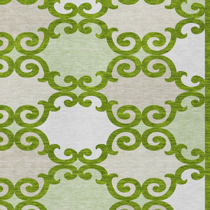 5' X 8' Lime Green And Ivory Trellis Washable Indoor Outdoor Area Rug
