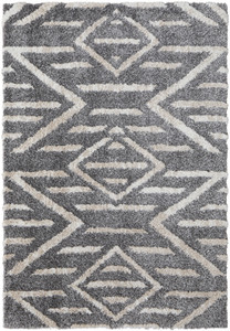 2' X 3' Gray And Ivory Geometric Power Loom Stain Resistant Area Rug