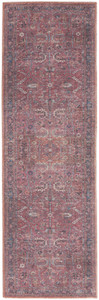 2' X 6' Brick Oriental Power Loom Distressed Washable Runner Rug