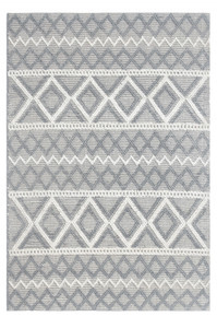 5' X 7' Gray and Ivory Geometric Handmade Area Rug