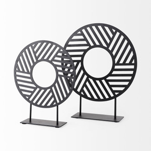 11" Black Metal Geometric Circle Tabletop Sculpture