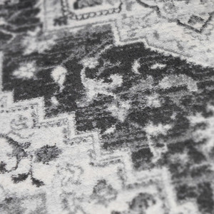 10' Gray And Dark Gray Medallion Runner Rug