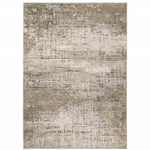8' X 11' Beige And Gray Abstract Distressed Area Rug