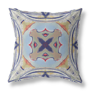 20” Navy Sage Geo Tribal Suede Throw Pillow