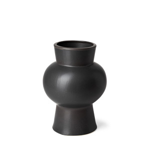 11" Black Abstract Cylinder Ceramic Table Vase