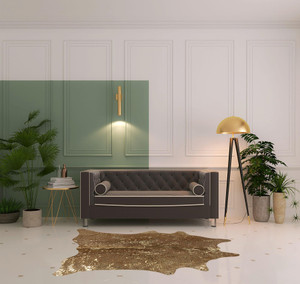 6' X 7' Gold and Brown Cowhide Hand Knotted Area Rug