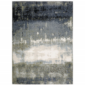 8' X 11' Blue Green Grey And Beige Abstract Power Loom Stain Resistant Area Rug - 606114598183