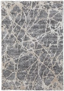 10' X 14' Gray And Ivory Abstract Power Loom Stain Resistant Area Rug