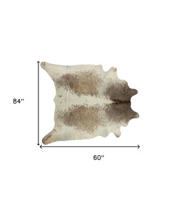 5' X 7' Brown and White Cowhide Hand Knotted Area Rug Home Accent