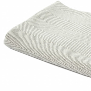 Gray Woven Cotton Herringbone Throw Blanket - 606114787822