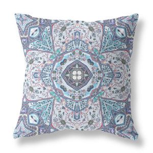 20” Blue Gray Floral Boho Indoor Outdoor Throw Pillow - 606114055532 20” Blue Gray Floral Boho Indoor Outdoor Throw Pillow - 606114055532