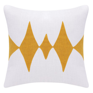 20" Yellow And White Cotton Diamond Throw Pillow