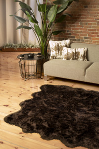 6' X 6' Chocolate Wool Shag Handmade Area Rug