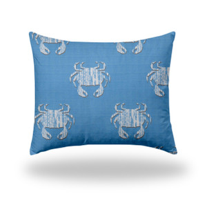 22" X 26" Blue And White Crab Zippered Coastal Lumbar Indoor Outdoor Pillow - 606114101543 22" X 26" Blue And White Crab Zippered Coastal Lumbar Indoor Outdoor Pillow - 606114101543