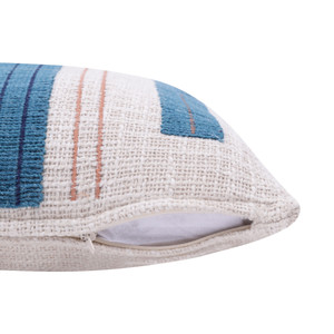 20" X 20" Teal And Ivory 100% Cotton Striped Zippered Pillow - 606114694878