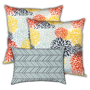 Set Of Three 18" X 18" Seafoam And White Zippered Floral Throw Indoor Outdoor Pillow - 606114094777 Set Of Three 18" X 18" Seafoam And White Zippered Floral Throw Indoor Outdoor Pillow - 606114094777
