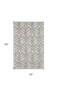3' X 4' Gray Floral Indoor Outdoor Area Rug