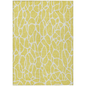 5' X 8' Yellow And Ivory Geometric Washable Indoor Outdoor Area Rug - 880016821550