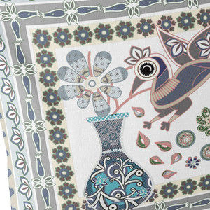 Set of Two 16" X 16" Gray and White Peacock Blown Seam Floral Indoor Outdoor Throw Pillow - 606114837084